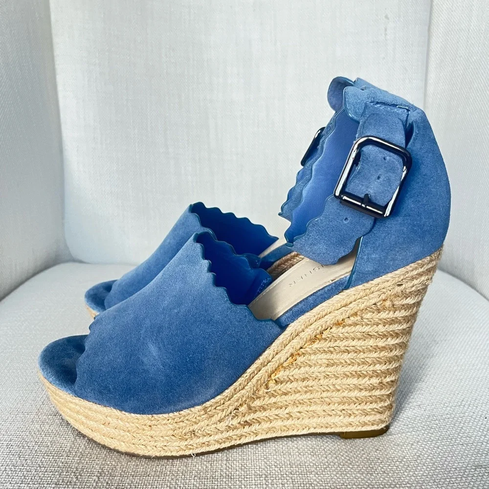 Marc Fischer blue suede wedge ankle strap 8 - Picture 4 of 9